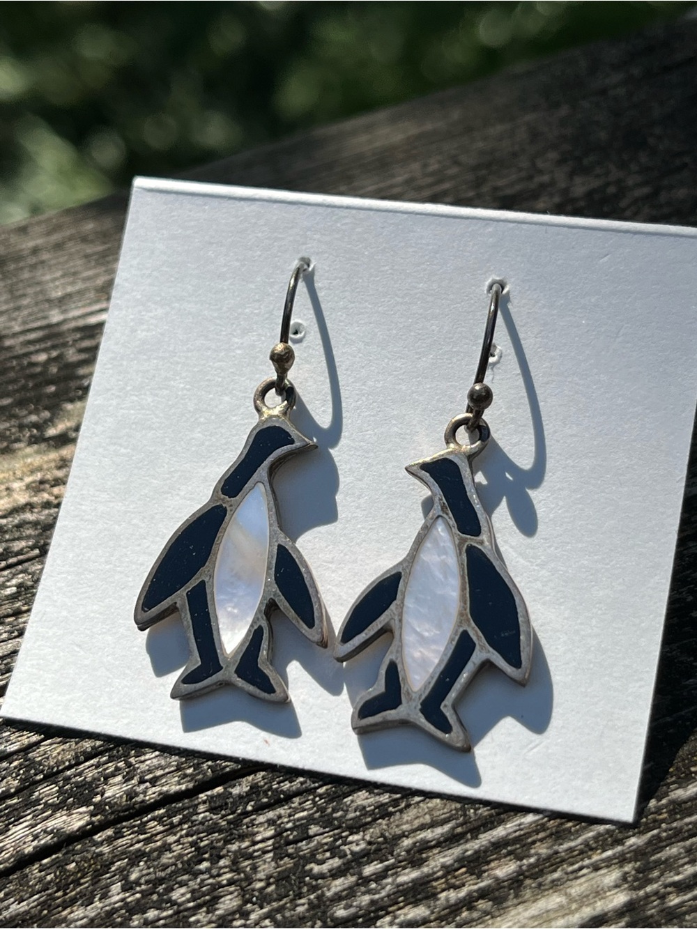 Vintage 950 Silver Penguin Mother of Pearl Earrings